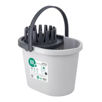 ECO EGO ovali šiukšlių dėžė su apvalia paspaudimo mygtuko dangčiu, 10L, sidabrinė/pilka