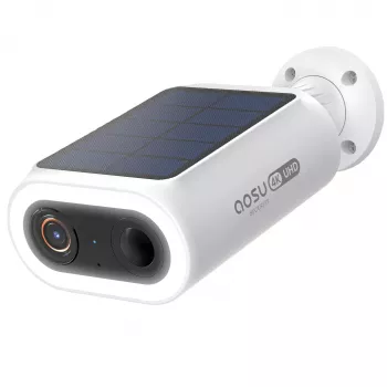 AOSU Smart Security SolarCam P1 Max 4K saulės energija veikianti lauko kamera, 166° itin platus vaizdas, spalvotas nakties režimas su prožektoriumi, dirbtinio intelekto žmonių ir transporto aptikimas