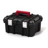 KETER DIY Power Tool Box 16 įrankių dėžė, 41,9 x 32,7 x 20,5 cm, juoda su raudonais akcentais, sukraunama, metaliniai fiksatoriai, išimama dėklas