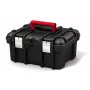 KETER DIY Power Tool Box 16 įrankių dėžė, 41,9 x 32,7 x 20,5 cm, juoda su raudonais akcentais, sukraunama, metaliniai fiksatoriai, išimama dėklas