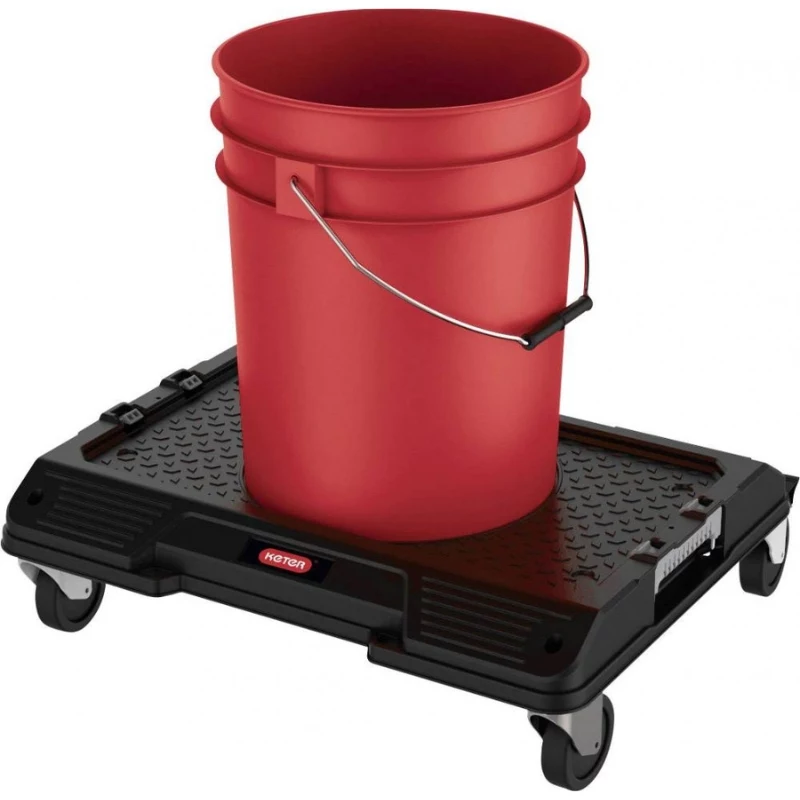 KETER DIY Connect vežimėlis 55,7x43,7x16,4 cm, juodas/raudonas, IP54, 30 kg apkrova