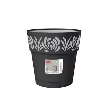 STEFANPLAST Gaia gėlių vazonas su padėklu Ø25x25cm juodas