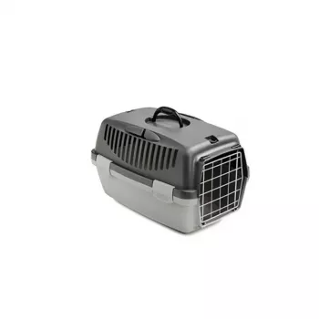 STEFANPLAST gyvūnų pervežimo narvas Gulliver 1 su metalinėmis durelėmis 48x32x31cm tamsiai pilkas/šviesiai pilkas