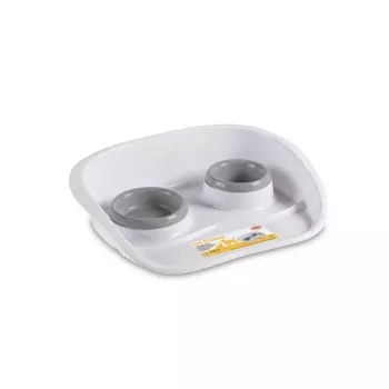 STEFANPLAST Dinner gyvūnų maisto dubenėlių rinkinys, 2 dubenėliai (0,25 L + 0,35 L), pilkas, 46 x 35 x 11 cm
