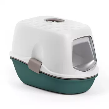 STEFANPLAST Furba Top Chic uždara kraiko dėžė katėms su gaubtu 58,5x39,4x42,7 cm balta/žalia