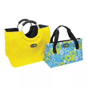 GIOSTYLE termo maišų rinkinys „Bag In The City“ Assorted, mėlyna-geltona/geltona-mėlyna (2 maišai, 20L + 10L, sandarus PEVA pamušalas, didelio tankio putų izoliacija, užtrauktukas, reguliuojamas peties diržas, dvigubos rankenos)