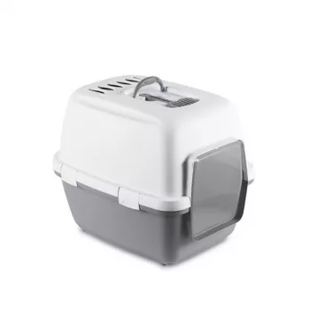 STEFANPLAST Cathy Comfort uždara kraiko dėžė katėms 58x45x48 cm, balta/pilka