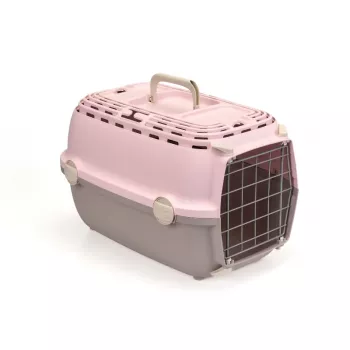 STEFANPLAST Horizon 1 transportavimo narvas su metalinėmis durelėmis 48x32x30cm rožinis/pilkas