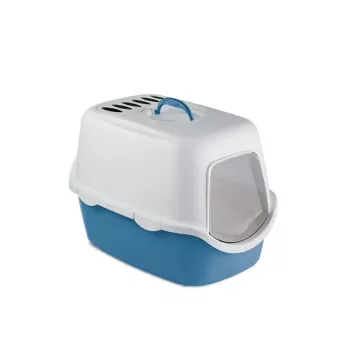 STEFANPLAST Cathy Filter uždara kraiko dėžė katėms 56x40x40 cm, balta/mėlyna