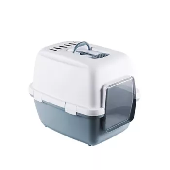 STEFANPLAST Cathy Comfort uždara kraiko dėžė katėms 58x45x48 cm, balta/mėlyna