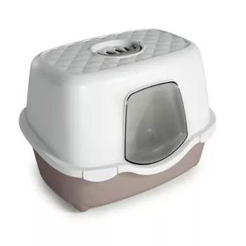 STEFANPLAST Katinų tualetas Tres Chic su vidiniu filtru, 56x39x39 cm, Baltas/Šviesiai pilkas