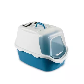 STEFANPLAST Cathy Easy Clean uždara kraiko dėžė katėms 56x40x40 cm, balta/mėlyna