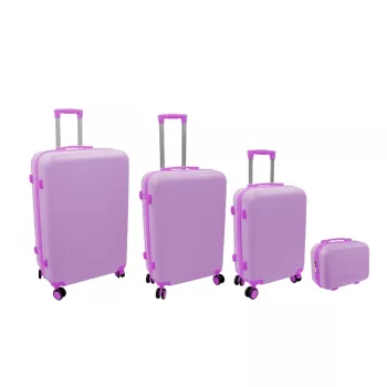 ORDINETT 4 dalių kieto korpuso lagaminų rinkinys 98L/60L/43L/15L rožinis