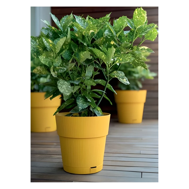 STEFANPLAST Ethica gėlių vazonas su padėklu Ø40x39cm Garstyčių geltonumo