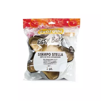 GUARDINI žvaigždės formos popierinės kepimo formelės 3 vnt. Easy Bake 25x21cm