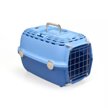 STEFANPLAST Horizon 1 gyvūnų transportavimo narvas su metalinėmis durelėmis 48x32x30 cm, šviesiai mėlynas/mėlynas