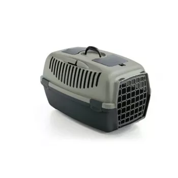 STEFANPLAST Gulliver 3 gyvūnų pervežimo dėžė su plastikinėmis durelėmis 61x40x38 cm, pilka/žalia