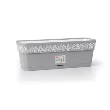 STEFANPLAST gėlių dėžė su padėklu Gaia 50x18x17 cm pilka
