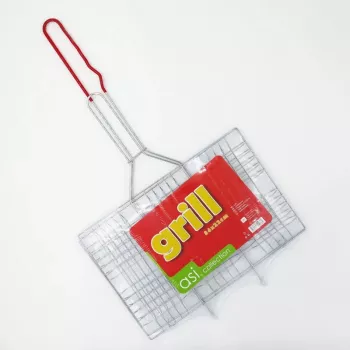ASI COLLECTION grilio grotelės 34x22cm, chromuoto plieno su medinėmis rankenomis