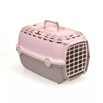 STEFANPLAST Transportavimo narvas Horizon 1 su plastikinėmis durelėmis 48x32x30cm rožinis/pilkas