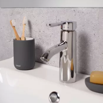 TATAY Tube dantų šepetėlių laikiklis, keramikinis, antracito pilkos spalvos, 4 šepetėliams