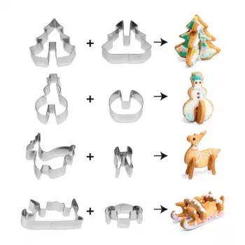 GUARDINI 3D Gingerbread Mould Set of 4 in a Box 21 x 12.5 x 2 cm