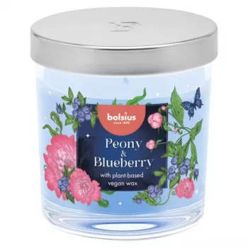 Bolsius Aromatic stiklinė žvakė Floral Fusion Peony & Blueberry Ø80x72mm