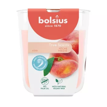 BOLSIUS True Scents kvapioji žvakė stiklinėje, persikų, Ø80x73 mm, 180 g, 25 h degimo laikas