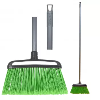 SAUBER lauko šluota su kotu, 1580 mm, standūs PP šeriai, aliumininis kotas, juoda/oranžinė
