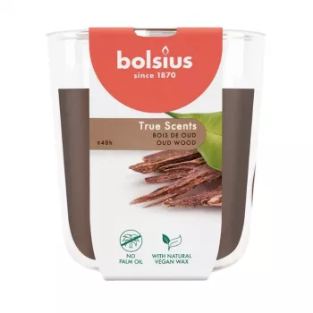 BOLSIUS True Scents kvapni stiklinė žvakė Oud Wood Ø97x85mm