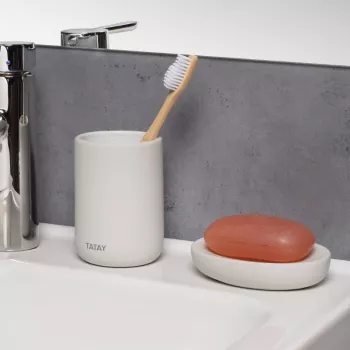 TATAY Soft Ceramic dantų šepetėlių laikiklis, baltas