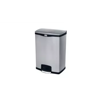 Rubbermaid Slim Jim 90L nerūdijančio plieno atliekų konteineris su pedalu, sidabrinis/juodas, priekinis pedalas 1901999