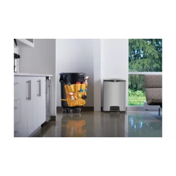 Rubbermaid Slim Jim 90L nerūdijančio plieno atliekų konteineris su pedalu, sidabrinis/juodas, priekinis pedalas 1901999