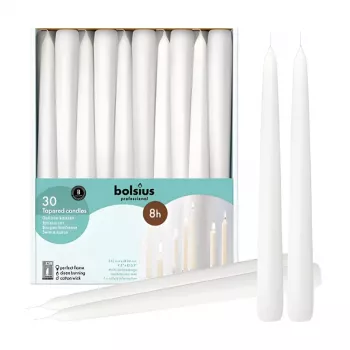 BOLSIUS Professional Stalo Žvakės Baltos 250/24mm 30 vnt.