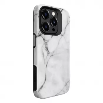 Evelatus Armor dėklas Apple iPhone 15 Pro – TPU+PC hibridinis, marmuro baltas spaudinys