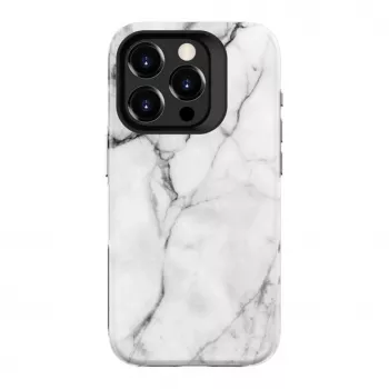 Evelatus Armor dėklas Apple iPhone 15 Pro – TPU+PC hibridinis, marmuro baltas spaudinys