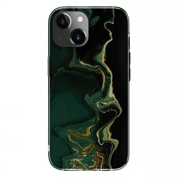 Evelatus Apple iPhone 15 PC marmuro rašto tamsiai žalias dėklas