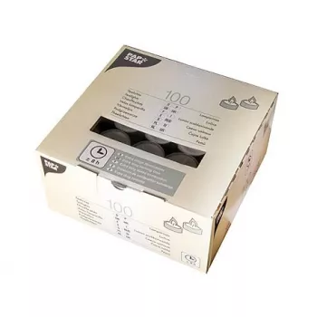 PAPSTAR White 100 vnt. arbatžvakių rinkinys, 38 mm skersmuo, 4 val. degimo laikas, bekvapės parafino vaško