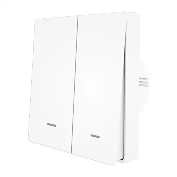 MOES ZS-B-EU2 ZigBee 2 kanalų šviesos jungiklis, nereikia neutralaus laido, baltas