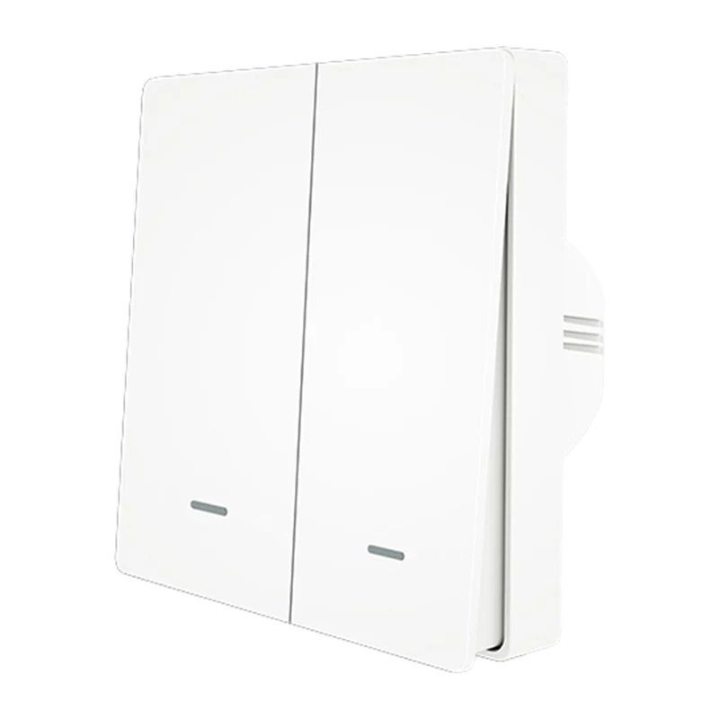 MOES ZS-B-EU2 ZigBee 2 kanalų šviesos jungiklis, nereikia neutralaus laido, baltas