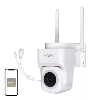 MOES WCM-B66 3MP lauko Wi-Fi IP kamera su AI žmogaus aptikimu, visos spalvos naktiniu matymu, pan/tilt, dvipusiu ryšiu, IP66 atsparumas orui