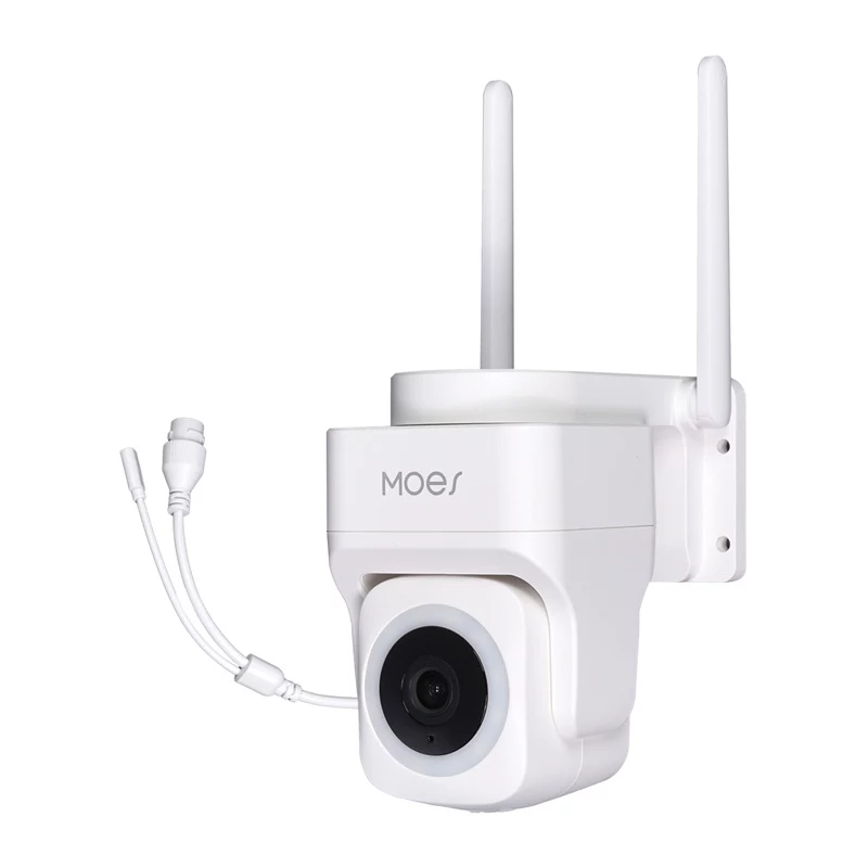 MOES WCM-B66 3MP lauko Wi-Fi IP kamera su AI žmogaus aptikimu, visos spalvos naktiniu matymu, pan/tilt, dvipusiu ryšiu, IP66 atsparumas orui