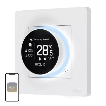 MOES ZHT-SR-GA ZigBee termostatas vandeninio šildymo sistemoms, baltas