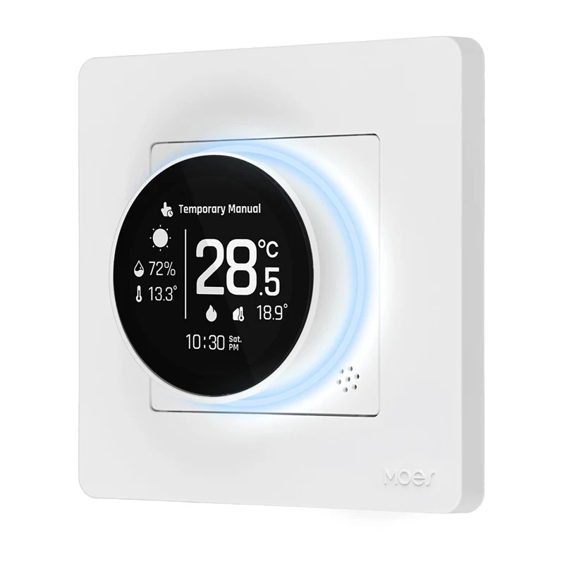 MOES ZHT-SR-GA ZigBee termostatas vandeninio šildymo sistemoms, baltas