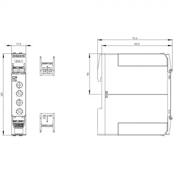 Siemens 3RP25551AW30 asimetrinis blyksnis laiko relė, 24-240 V AC/DC, 2 CO, 0,05 s - 100 h, DIN bėgiui