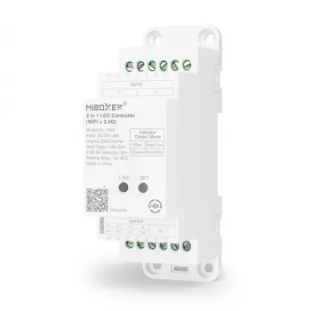 MiBoxer TW2 2-in-1 bėgių LED valdiklis vienspalvėms ir CCT LED juostoms, DC12/24V, WiFi + 2.4GHz RF