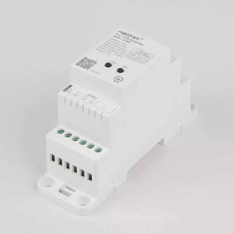 MiBoxer TW2 2-in-1 bėgių LED valdiklis vienspalvėms ir CCT LED juostoms, DC12/24V, WiFi + 2.4GHz RF