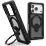 UAG Urban Armor Gear Plasma XTE 360 MagSafe dėklas su atlenkiama kojelė Apple iPhone 18 Pro/17 Pro - permatomas pilkas su juodais ir oranžiniais akcentais 114573114097