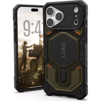 UAG Urban Armor Gear Monarch Pro MagSafe dėklas Apple iPhone 15 Pro Max - Kevlar Element Green 11456811397B