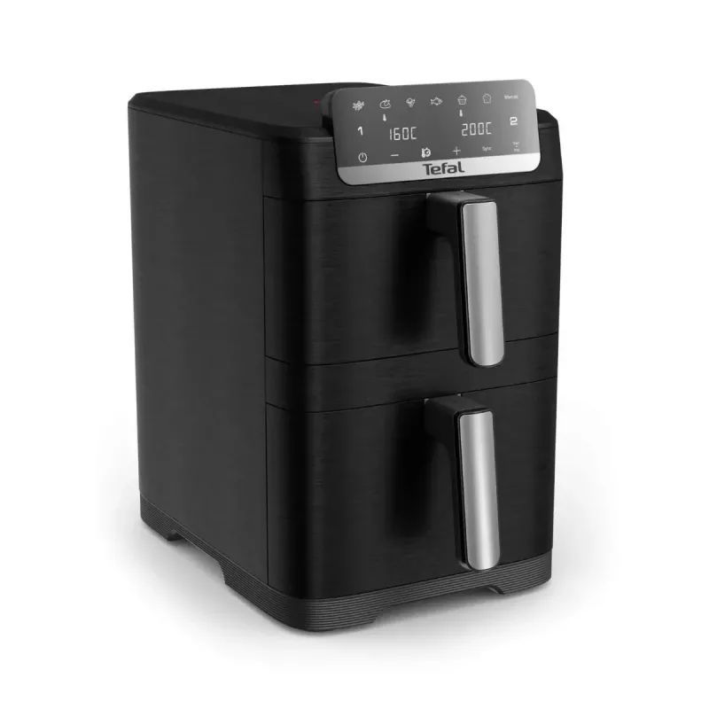 TEFAL dvigubos krepšelio oro gruzdintuvė EY7528E0 Easy Fry Crispy Stack, 2700 W, 6 L + 4 L, juoda